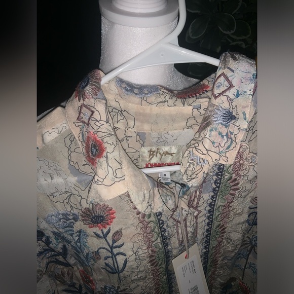 Biya JOHNNY WAS FIELDS BLOUSE Silk NWT fall casual boho $435 floral button top - Picture 7 of 11